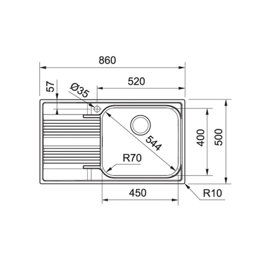 Franke Set Smart SRX 611-86 LB lijevi sudoper + LINA L DOCCIA česma