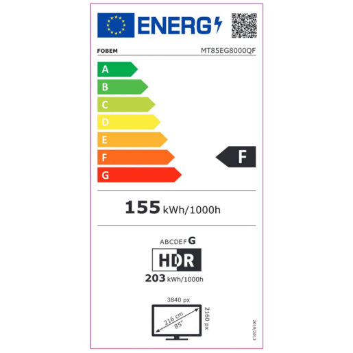 Fobem QLED televizor MT85EG8000QF, 4K Ultra HD, Smart TV, Google TV™, HDR10+, crni