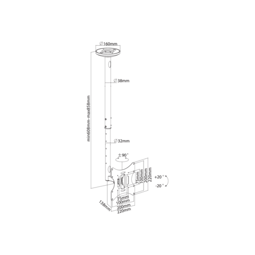 SBOX stropni nosač za televizore CPLB-28S (23-43"/30kg/200x200)