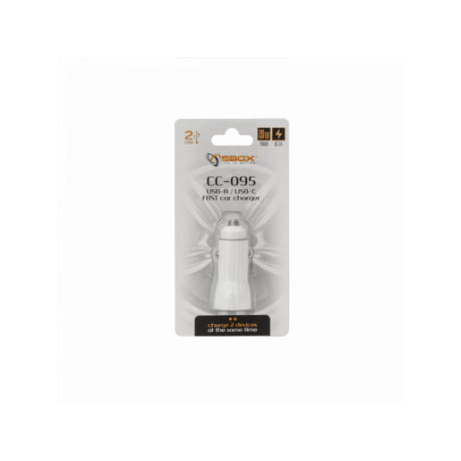 SBOX USB auto punjač CC-095 / 2 ULAZA - 20 W Bijeli