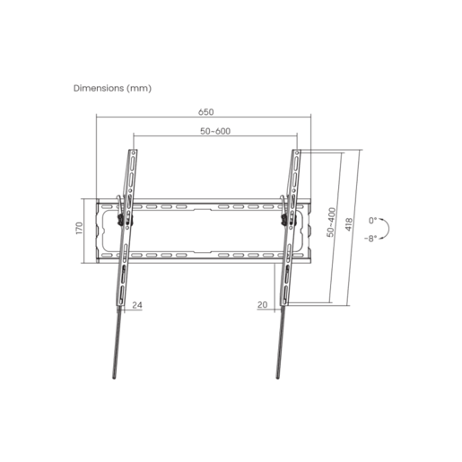 SBOX zidni nosač PLB-3446T-2 (37-70"/45kg/600x400)