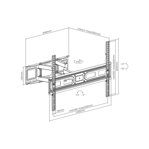 SBOX zidni nosač PLB-3646-2 (37-80"/40kg/600x400)