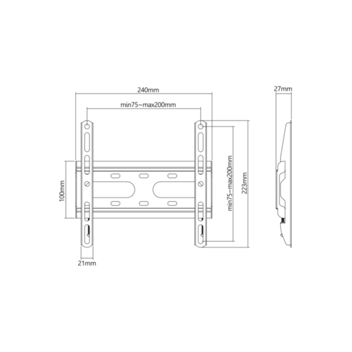 SBOX zidni nosač PLB-2522F-2 (23-43"/45kg/200x200)