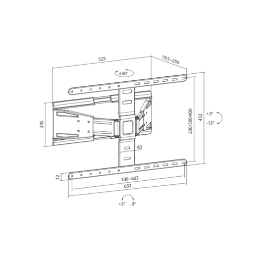 SBOX zidni nosač PLB-79464 (43-90"/50kg/600x400)