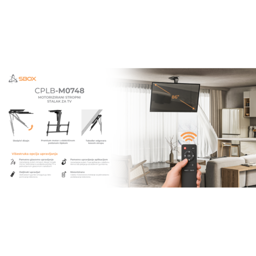 SBOX stropni nosač CPLB-M0748 (43-86"/45kg/800x400) Motorni
