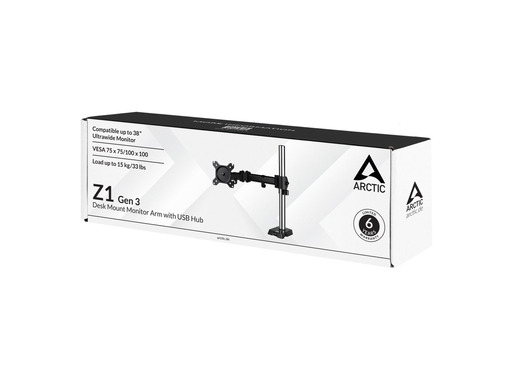 Arctic Z1 Gen 3 (Matt Black)desk monitor arm with USB Hub