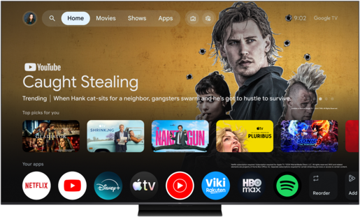 TCL SQD MiniLED televizor 75C7L, 4K Ultra HD, Smart TV, Google TV, 144 Hz (VRR 288 Hz), HDR 2.700 nita, zvučnici Bang & Olufsen, Crni