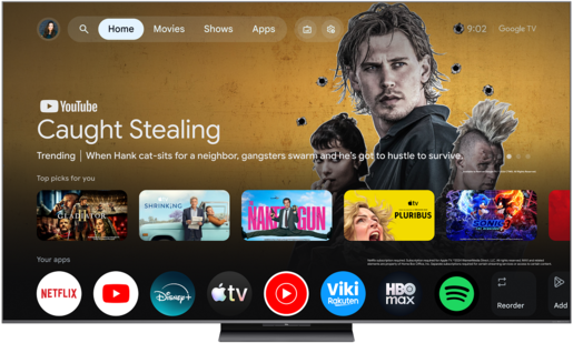 TCL SQD MiniLED televizor 75C8L, 4K Ultra HD, Smart TV, Google TV, 144 Hz (VRR 288 Hz), WHVA 2.0 Ultra panel, HDR  5.500 nita, zvučnici Bang & Olufsen, Crni