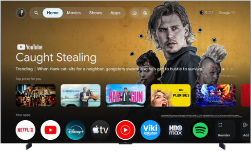 TCL SQD MiniLED televizor 98C7L, 4K Ultra HD, Smart TV, Google TV, 144 Hz (VRR 288 Hz), HDR 2.700 nita, zvučnici Bang & Olufsen, Crni