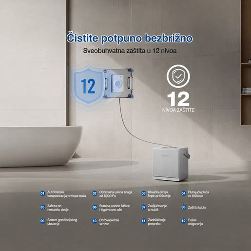 ECOVACS robotski čistač prozora WINBOT W2S OMNI, TruEdge, 8000 Pa, do 110 min