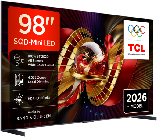 TCL SQD MiniLED televizor 98C8L, 4K Ultra HD, Smart TV, Google TV, 144 Hz (VRR 288 Hz), WHVA 2.0 Ultra panel, HDR  5.500 nita, zvučnici Bang & Olufsen, Crni
