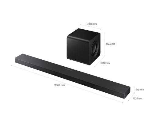 SAMSUNG soundbar HW-QS700F 3.1.2 ch, Wireless Dolby Atmos, Q-Symphony, SpaceFit Pro, AirPlay, crni