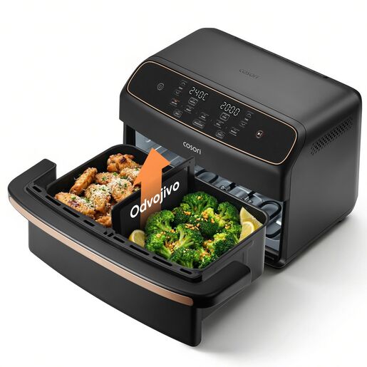 Cosori friteza na vrući zrak Dual Blaze TwinFry Compact, 2700 W, 8.6 L