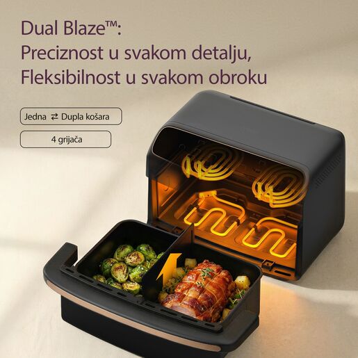 Cosori friteza na vrući zrak Dual Blaze TwinFry Compact, 2700 W, 8.6 L