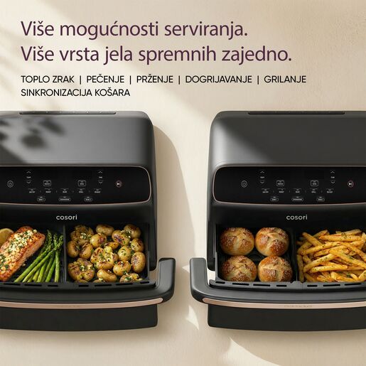 Cosori friteza na vrući zrak Dual Blaze TwinFry Compact, 2700 W, 8.6 L