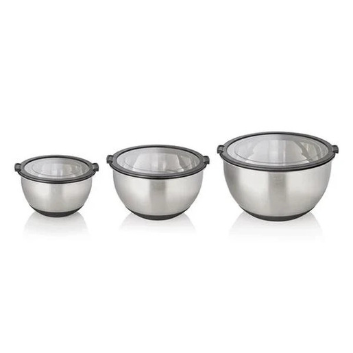 WAS set zdjela Ø 11/13/15 cm, inox i silikon, srebrna
