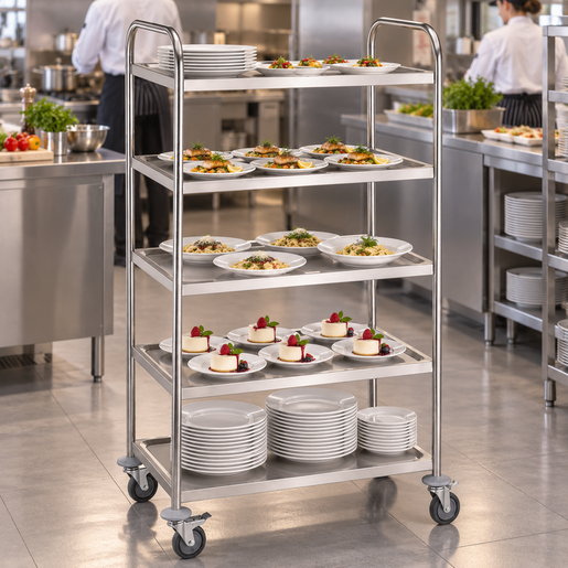 WAS servirna kolica 85 x 53 x 154 cm, inox, srebrna / 1950005