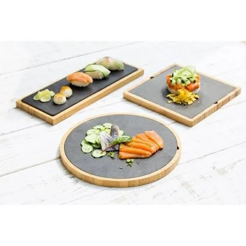 Leone pladanj za posluživanje 27 × 1,7 cm, prirodni kamen i drvo / S4016