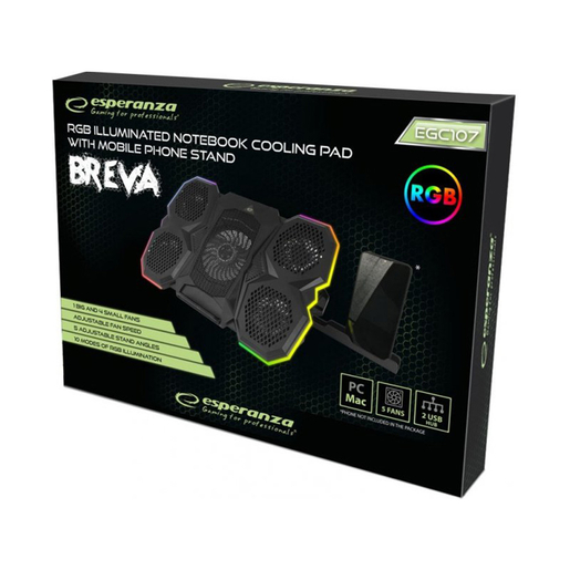 Esperanza gaming postolje za laptop Breva EGC107, RGB, držač za mobitel