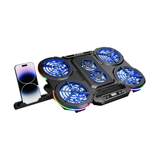 Rampage gaming postolje za laptop Prote R6, 6 ventilatora, RGB, držač za mobitel