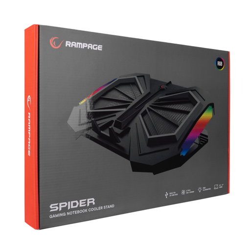 Rampage gaming postolje za laptop Spider AD-RC11, 15"-17", 2 ventilatora, RGB, crno