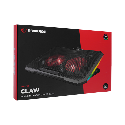 Rampage gaming postolje za laptop Gamezone AD-RC12, 15"-17", 2 ventilatora, RGB, crno