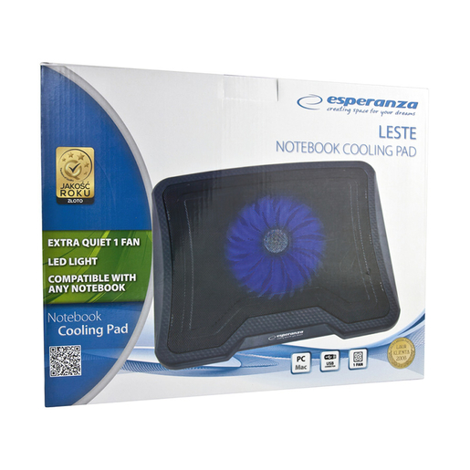 Esperanza postolje za laptop Leste EA143, do 15.6", ventilator, LED, USB hub