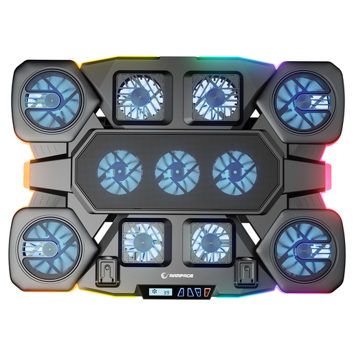 Rampage gaming postolje za laptop Glacier S50, 11 ventilatora, LCD, RGB, crno