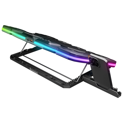 Rampage gaming postolje za laptop Glacier S50, 11 ventilatora, LCD, RGB, crno