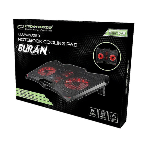 Esperanza gaming postolje za laptop Buran EGC102, 4 ventilatora, LED