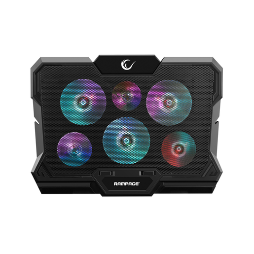Rampage gaming postolje za laptop X-Gust AD-RC10, 6 ventilatora, Rainbow, crno