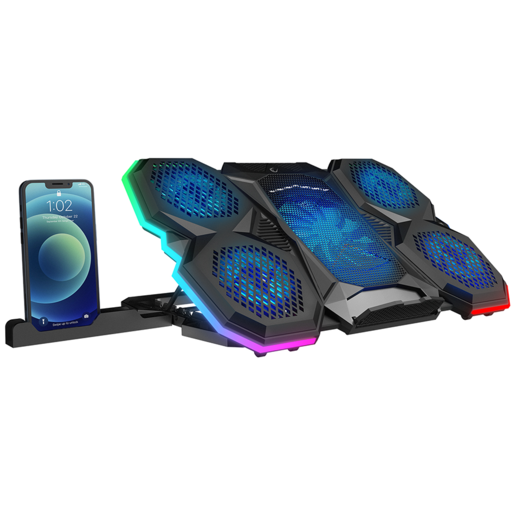 Rampage gaming postolje za laptop X-Ranger AD-RC14, 9"-17", 5 ventilatora, RGB