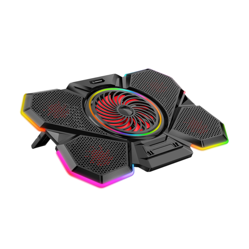Rampage gaming postolje za laptop Coolflow S47, 10"-17", 5 ventilatora, crveno LED