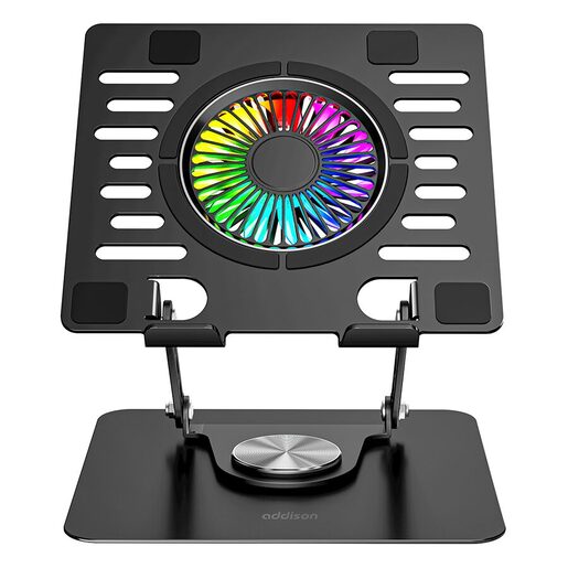 Addison rotirajuće postolje za laptop Steely AD-RC36, 360°, ventilator, RGB, crno