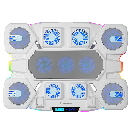 Rampage gaming postolje za laptop Glacier S50, 11 ventilatora, LCD, RGB, bijelo