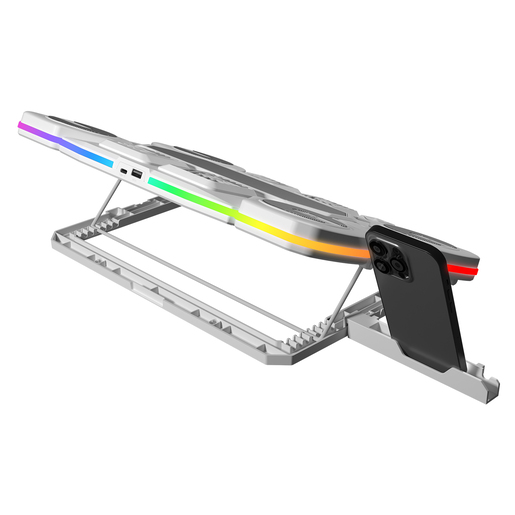 Rampage gaming postolje za laptop Glacier S50, 11 ventilatora, LCD, RGB, bijelo