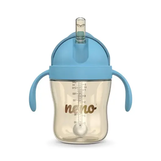 Neno Bebesito Blue – bočica sa slamkom i ručkama 240 ml (6m+)