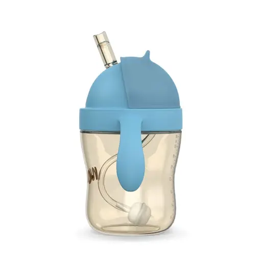 Neno Bebesito Blue – bočica sa slamkom i ručkama 240 ml (6m+)