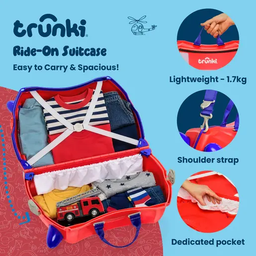 Trunki Glide dječiji kofer 3u1 – vatrogasno vozilo Frank Red