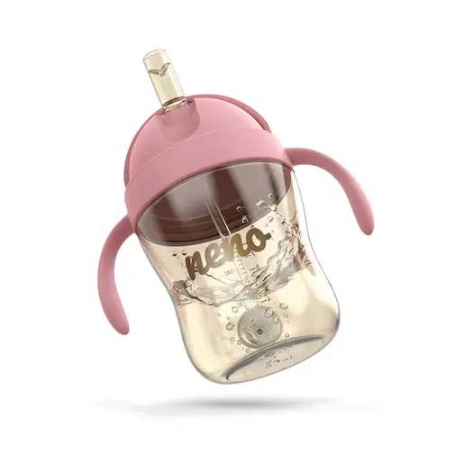 Neno Bebesito Pink – bočica sa slamkom i ručkama 240 ml (6m+)