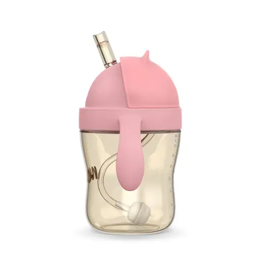 Neno Bebesito Pink – bočica sa slamkom i ručkama 240 ml (6m+)