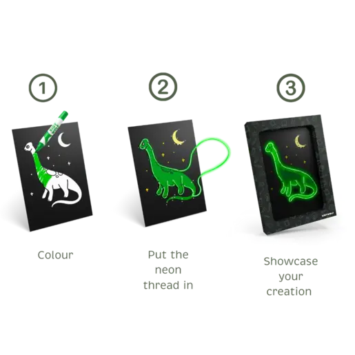 Kidywolf KIDYNEON Kreativni set za svjetleću zidnu dekoraciju - Dinosaur