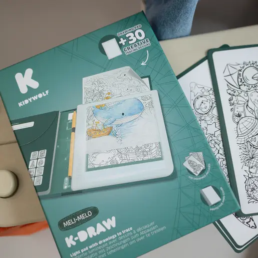 Kidywolf K-DRAW-PAD Svjetleća tabla za crtanje s 30 ilustracija – Meli-melo