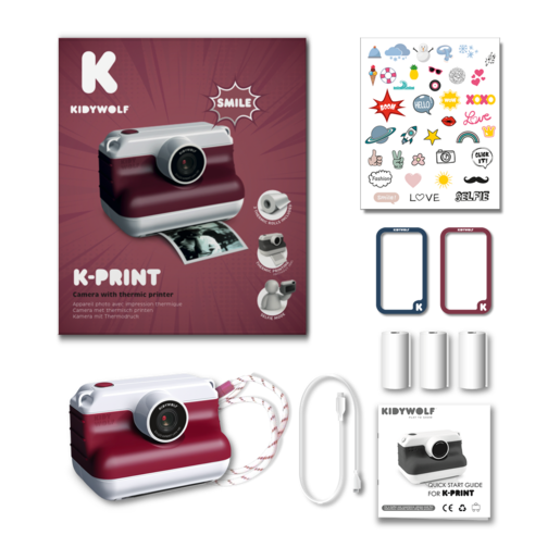 Kidywolf K-PRINT dječiji instant fotoaparat s termo printerom – Burgundy