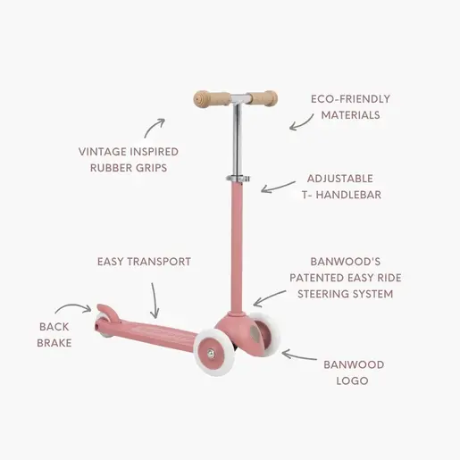 Banwood ECO Romobil Trotinet - Raspberry