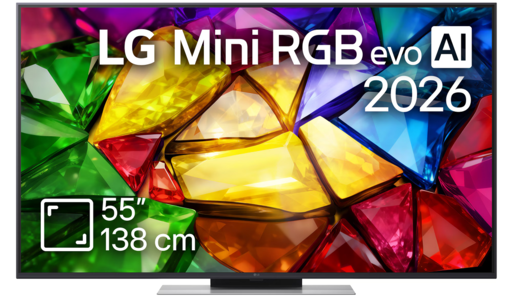LG Mini RGB televizor 55MRGB87B3B, 4K Ultra HD, Smart TV, webOS 26, alpha 8 AI 4K Gen3 procesor, 120Hz izvorno (VRR 144Hz)-Motion Booster 288 Hz, Magični daljinski, Crni