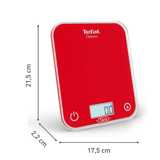 TEFAL kuhinjska vaga BC50U3V0 Optiss, do 5 kg, crvena
