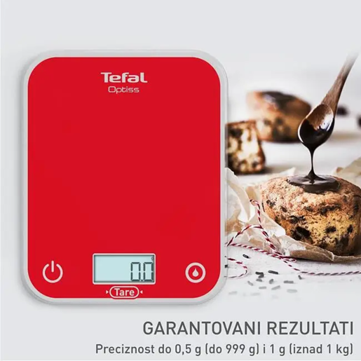 TEFAL kuhinjska vaga BC50U3V0 Optiss, do 5 kg, crvena