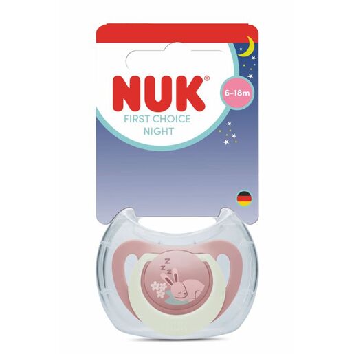 NUK First Choice Night duda, roza, 0–6 mj.