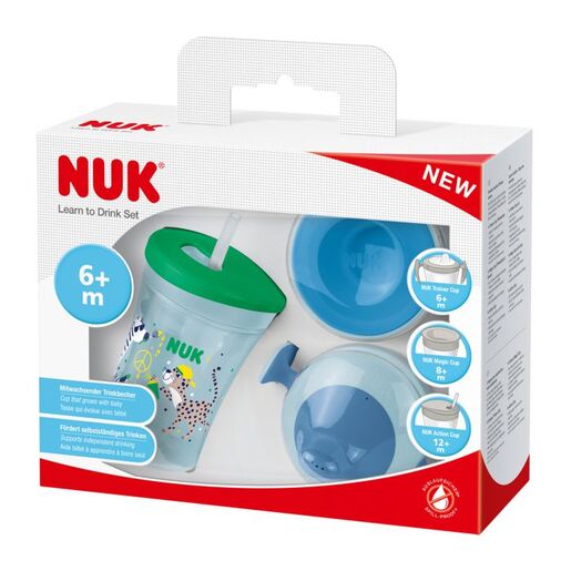 NUK set za učiti piti sa nastavcima Zeleno plavi